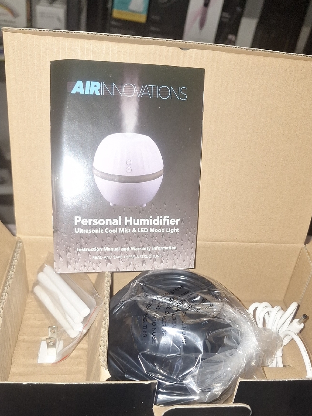 Air Innovations Personal Humidifier - Ultrasonic Cool Mist & LED Mood Light